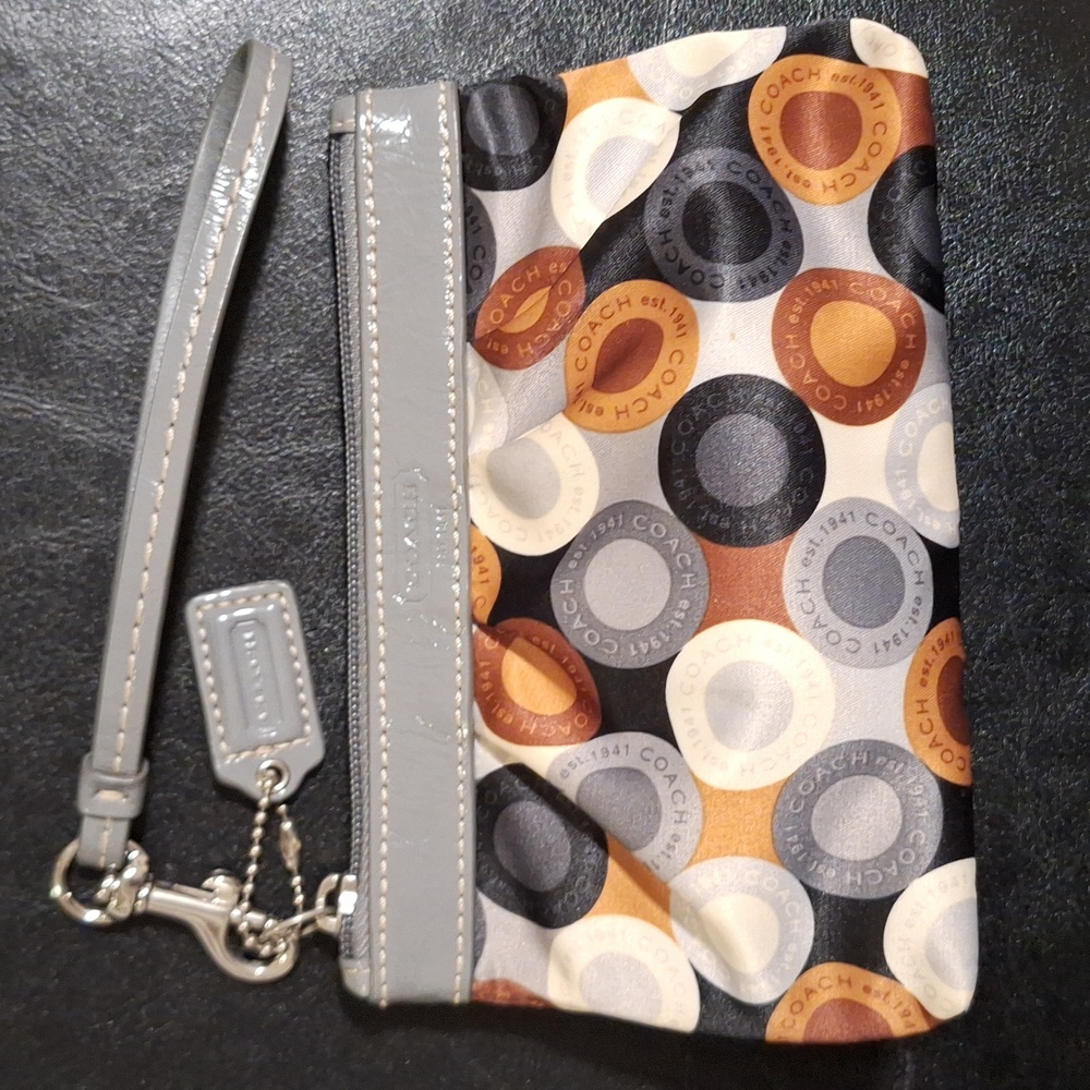 Coach Gray and Multicolor Circle Pattern Wristlet. - image 1